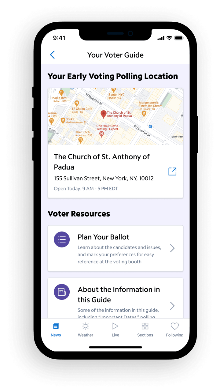 Spectrum News App - Find Your Polling Location View