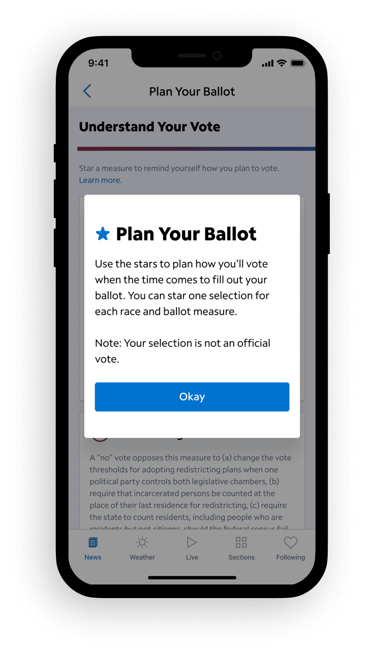 Spectrum News App - Plan Your Ballot View