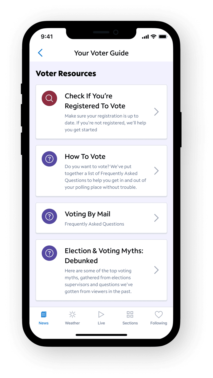 Spectrum News App - Voter Resources View